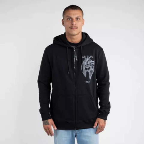 Moletom Canguru Aberto Corazon Mcd Preto