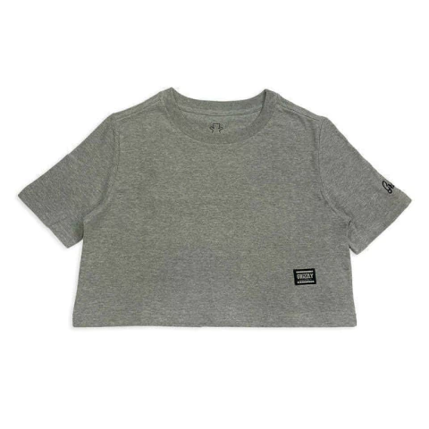 Camiseta Cropped Feminino Grizzly Script Sleeve Cinza 25