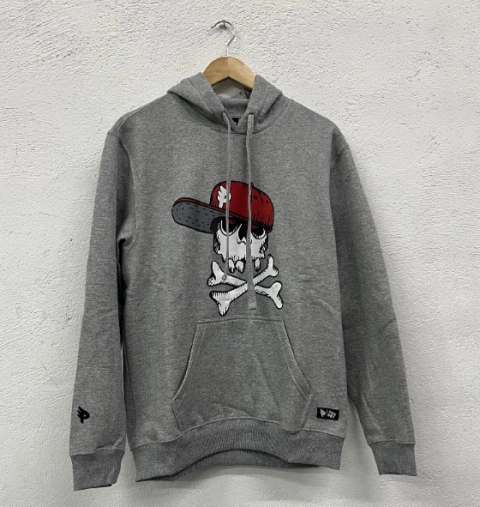 Moletom Canguru Sweatshirts Posso Caveirão Hoddie Cinza