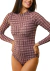 BODY DE TULE GOLA ALTA MANGA COMPRIDA XADREZ SPRING