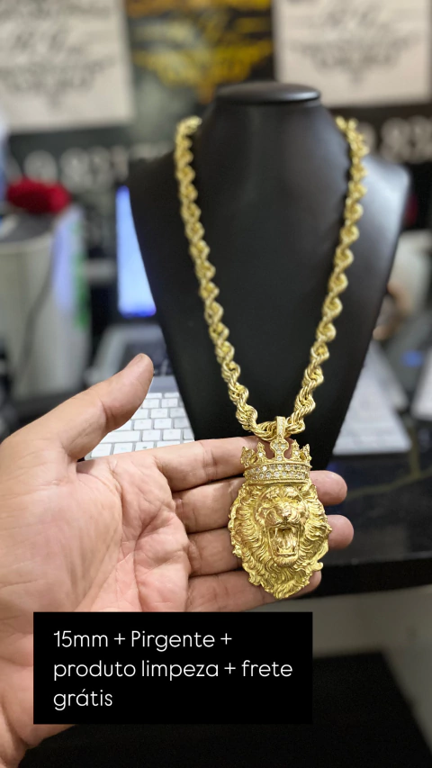 Corrente BAHIANO 15 mm 75 cm + Pirgente de brinde moeda antiga