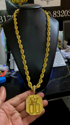 Corrente + Pirgente 15mm 75 cm moeda antiga