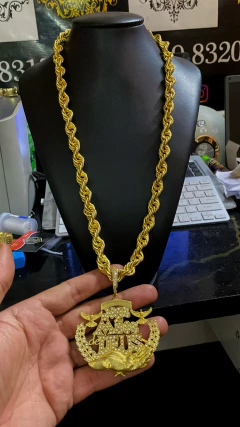 Imagem do Corrente + Pirgente 15mm 75 cm moeda antiga