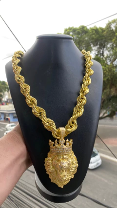 Corrente elo BAHIANO 20mm + Pirgente leão 100% moeda antiga