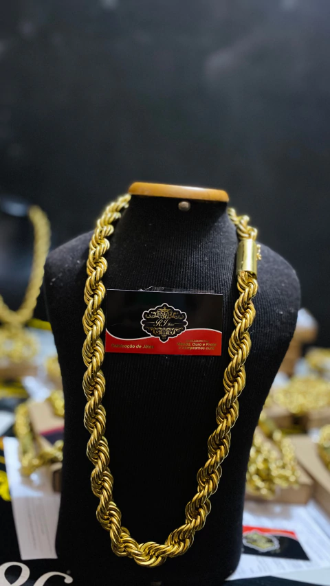 Corrente elo BAHIANO 25 mm 75cm peça maciça peso meio kilo peça toda em moeda antiga
