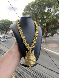 Corrente elo BAHIANO 20mm + Pirgente leão 100% moeda antiga - comprar online