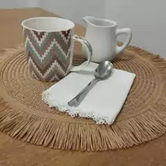 Individual simil rafia con flecos tostado - comprar online