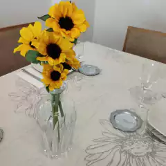 Mantel Tusor Girasoles - Gris