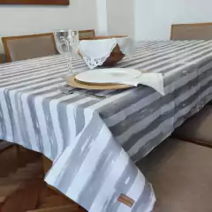 Mantel Antimanchas Rayas Gruesas Gris - Paula Home