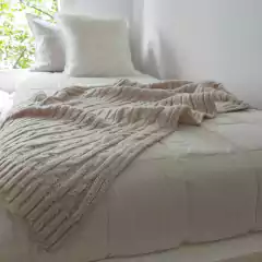 Manta Tejida Beige - comprar online