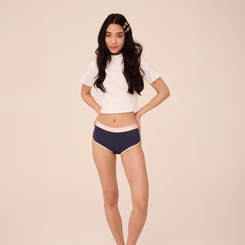 Calcinha Short Fluxo Noturno Dreamer - Azul e Rosa - Pantys