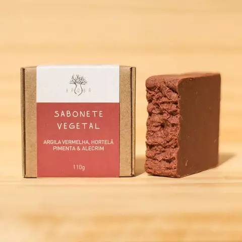 Sabonete Argila Vermelha, Hortelã Pimenta e Lavanda - Baobá