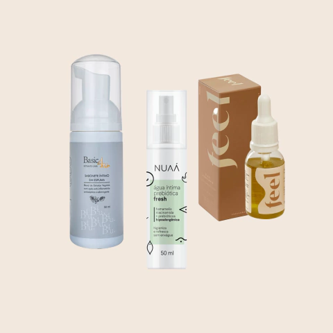 Kit PPK Viagem (Mini Sabonete Íntimo em Espuma B4U / Spray de Higiêne íntima Nuaá / Óleo Calmante Feel)