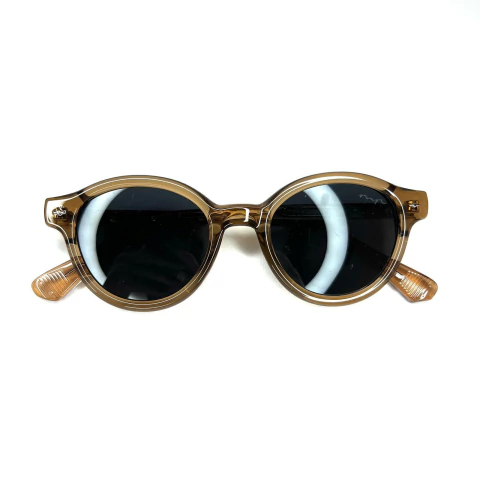 ÓCULOS DE SOL REDONDO DOURADO ACETATO DETALHE 01023 - comprar online
