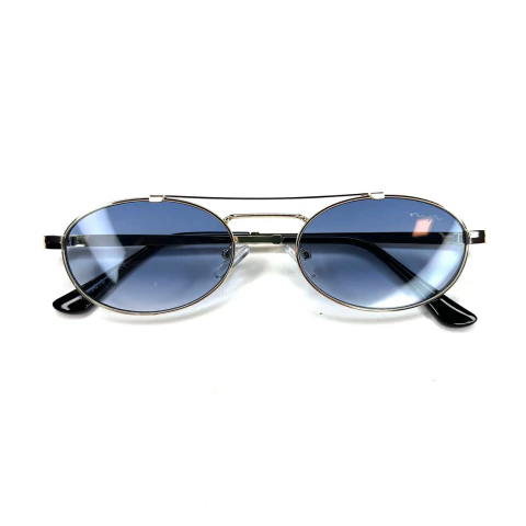 ÓCULOS DE SOL METAL OVAL LENTE AZUL 00886 - comprar online