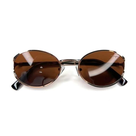 ÓCULOS DE SOL METAL REDONDO MARROM DETALHE 00900 - comprar online
