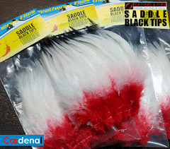 Strung Saddle Plumas Gallo Black Tips - Feathers N Flies en internet