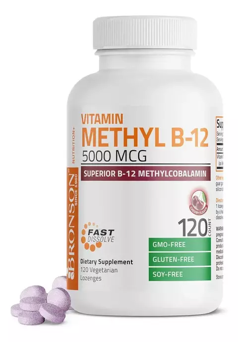 Vitamina B12 5000mcg Metilcobalamina Sublingual X120 Bronson