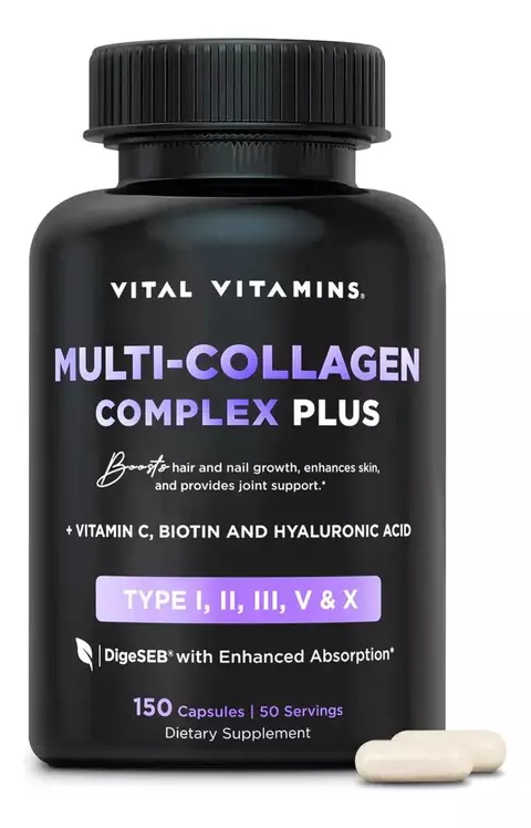 Colágeno Multicolágeno Plus Vital Vitamins 150 Cápsulas Sabor Chocolate