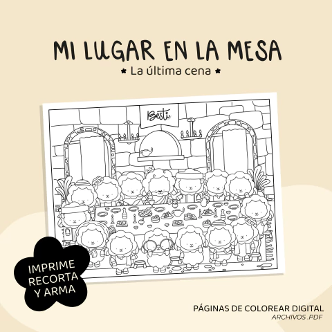 Mi lugar en la mesa / La última cena Jueves Santo • DIGITAL DOWNLOAD COLORING PAGE - comprar online
