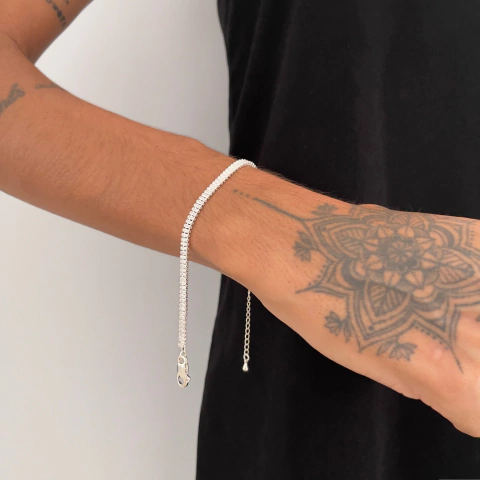 Pulseira Baguete M | Banho Prata 925