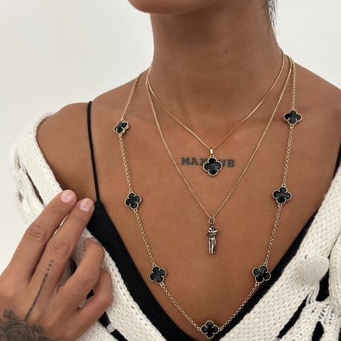 Colar Longo Trevo Preto - comprar online