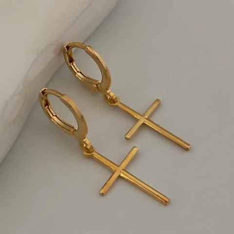 Brinco Argola Pingente Cruz Média - comprar online