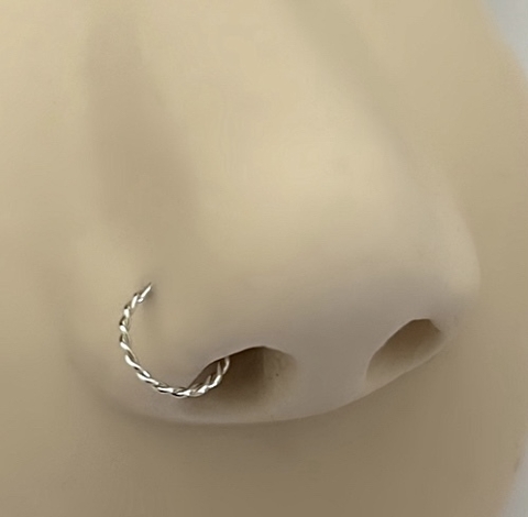 Piercing Nostril Argola Trançada Prata 925