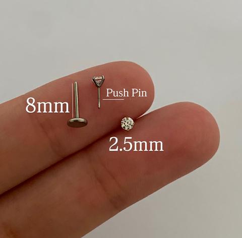 Piercing Labret Titânio Ponto de Luz 8x0.8mm | 2.5mm - comprar online