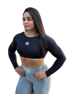 Cropped de manga longa (preto)