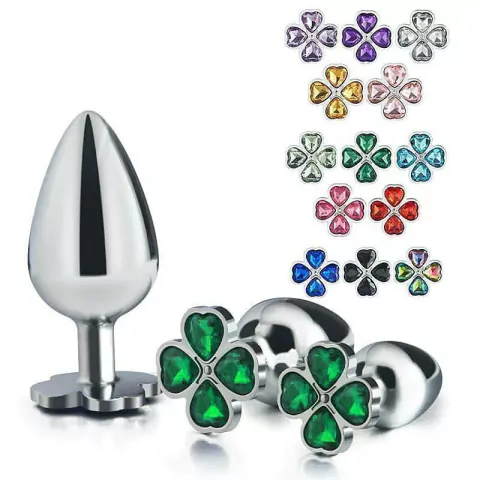 Plug Anal "P" em Aço com Detalhe de Trevo na Base - AFSEX Sex Shop - Loja de Sex Shop Virtual