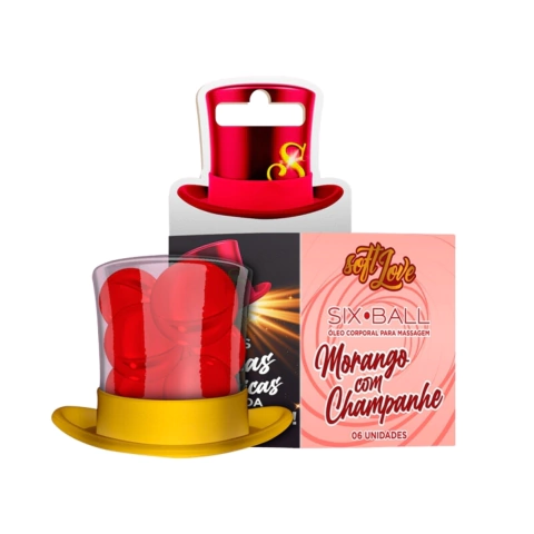 Bolinhas Explosivas Beijáveis Six Ball Morango com Champanhe 6un - Soft Love