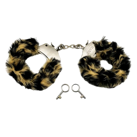 Algemas de Metal Reguláveis com Pelúcia Tigresa, Chave e Trava de Segurança - Hard