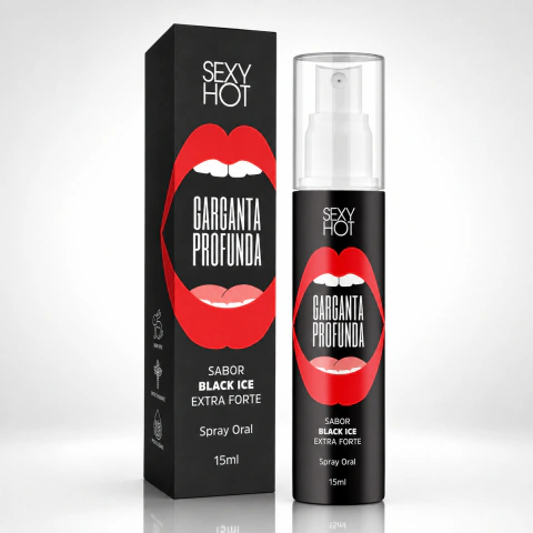 Spray para Garganta Profunda com Sensação Eletrizante e Refrescante - Sexy Hot Black Ice Extra Forte