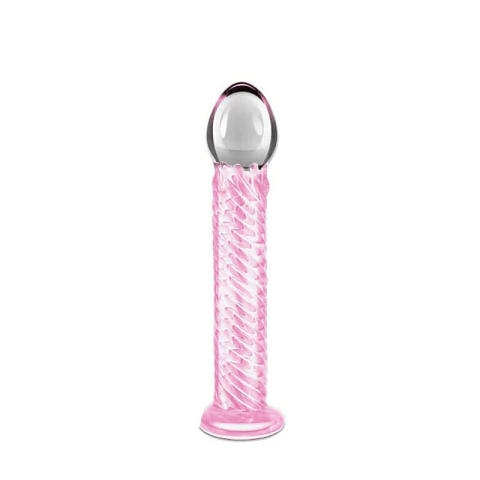 Plug Anal 17 x 4 cm Rosa com Textura em Espiral Feito em Vidro - Lovetoy Glass Romance - comprar online