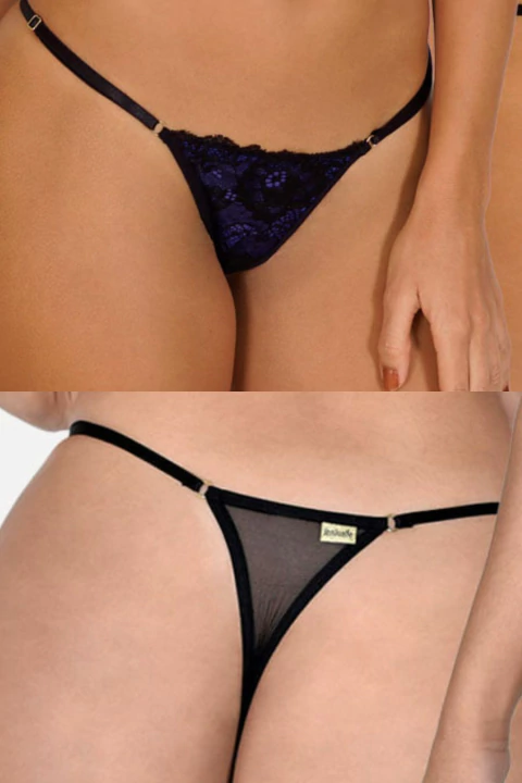 Calcinha Sexy em Renda e Tule com Regulagem Cascalho - Sensualle Lingerie - loja online