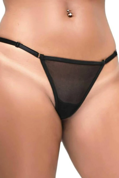 Imagem do Calcinha Fio Dental Tamanho Único em Tule com Frases - Yaffa Lingerie