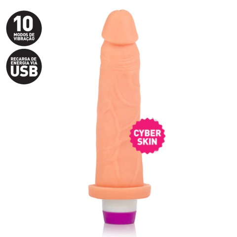Pênis Realístico em Cyberskin com Vibração 18 x 4,2 cm - Você & Ele Prótese 10 Recarregável - comprar online
