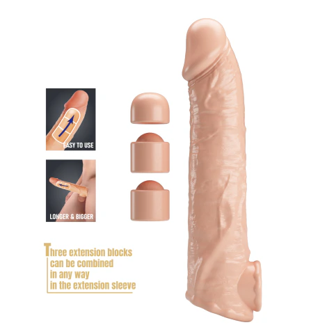 Capa Peniana em TPE com Anel para Escroto, Texturas e 3 Pontas Extensoras 22 x 4,7 cm - Pretty Love - AFSEX Sex Shop - Loja de Sex Shop Virtual