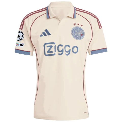 camisa ajax 25/26 champions league, camisa terceira ajax bege patch ucl, camisa ajax com patch champions league, camisa torcedor ajax 2025 patch ucl, camisa oficial ajax 25/26 com patch champions, uniforme alternativo ajax champions league 25/26, camisa a