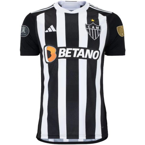 Camisa Atlético Mineiro Home 24/25 - Com Patch Libertadores 2024 - Torcedor - Masculino - Preto e Branco