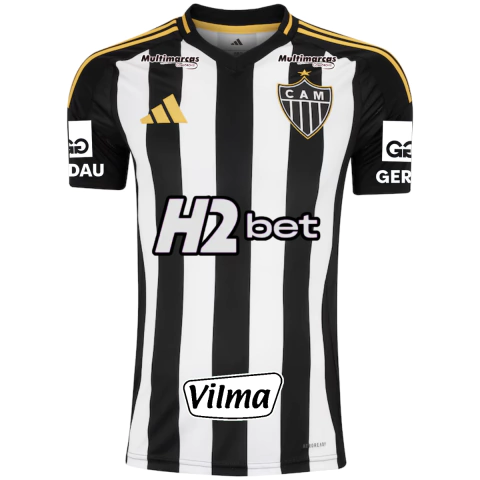 Camisa Atlético Mineiro I 25/26 - Com Patrocínio - Torcedor - Masculino - Preto e Branco