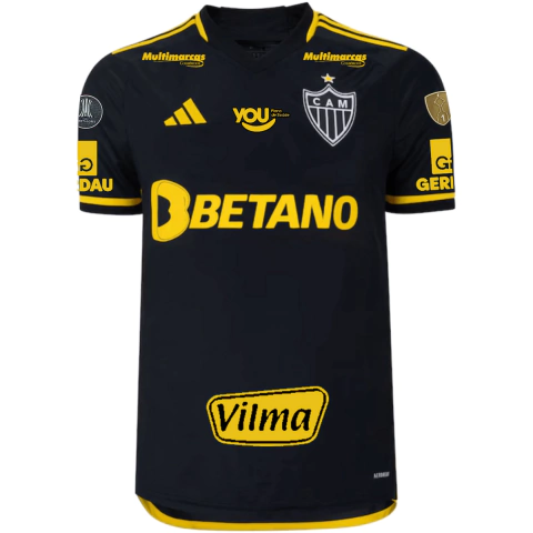 Camisa Atlético Mineiro Third 23/24 - Com Patrocinio e Patchs Libertadores 2024 - Torcedor - Masculino - Preta