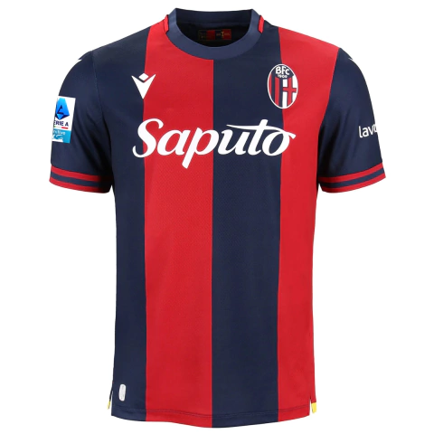 Camisa Bologna Home 24/25 - Com Patch Serie A - Torcedor - Masculino - Vermelho e Azul