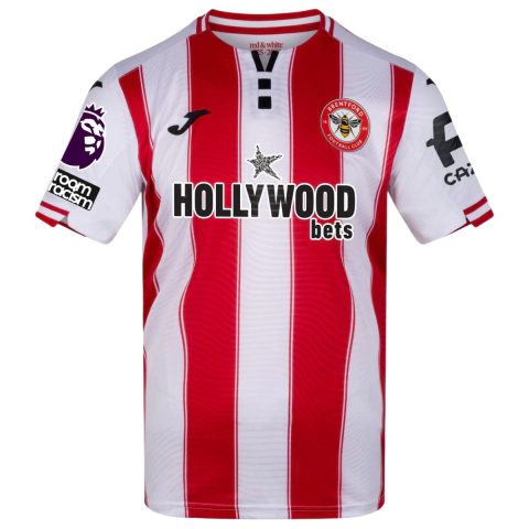 Camisa Brentford I 25/26 - Com Patch Premier League -Torcedor - Masculino - Vermelho e Branco - comprar online