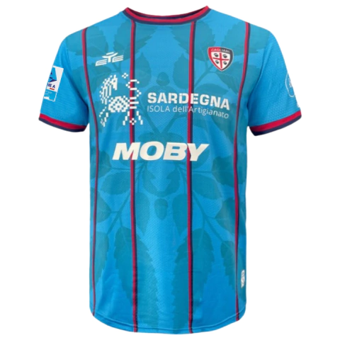 camisa cagliari 25/26 terceira, camisa cagliari ciano 2025, camisa cagliari com folhas sardenha, camisa torcedor cagliari masculina, camisa cagliari eye sport 2025, camisa cagliari com NFC, camisa cagliari ovunque tu sarai, camisa cagliari coordenadas est