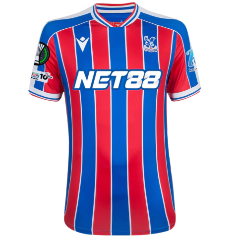 camisa crystal palace 25/26 conference league, camisa crystal palace com patch europa, crystal palace home kit 2025, camisa crystal palace masculina azul e vermelha, uniforme crystal palace uefa 2025, camisa oficial conference league 25/26, camisa futebol