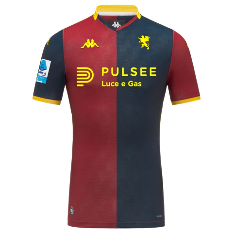 camisa genoa 25/26 patch serie a, camisa titular genoa azul e vermelha, camisa torcedor masculina genoa, camisa grifo genoa 2025, uniforme genoa serie a 2025 2026, camisa oficial genoa kappa, camisa cruz de são jorge genoa, camisa tradicional genoa itália
