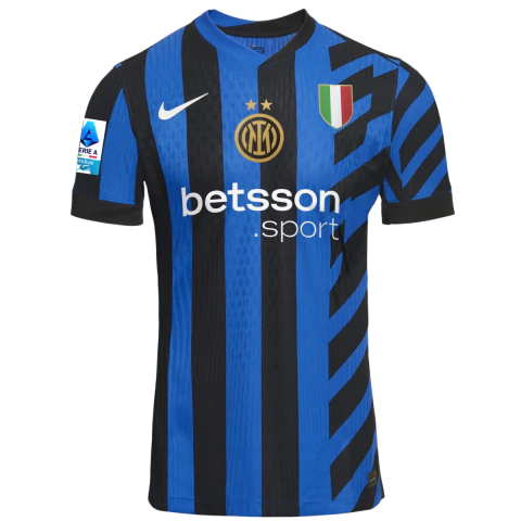 Camisa Inter de Milão Home 24/25 - Com Patch Serie A - Torcedor - Masculino - Azul e Preta