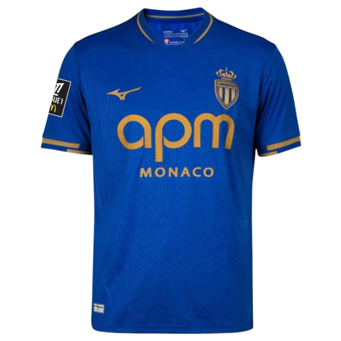 camisa mônaco 25/26 com patch, camisa mônaco azul 2025, camisa reserva mônaco com patch, camisa mônaco mizuno 25/26, camisa azul royal mônaco patch ligue 1, camisa oficial mônaco 2025 com patch, uniforme 2 mônaco torcedor patch, camisa samurai blues mônac